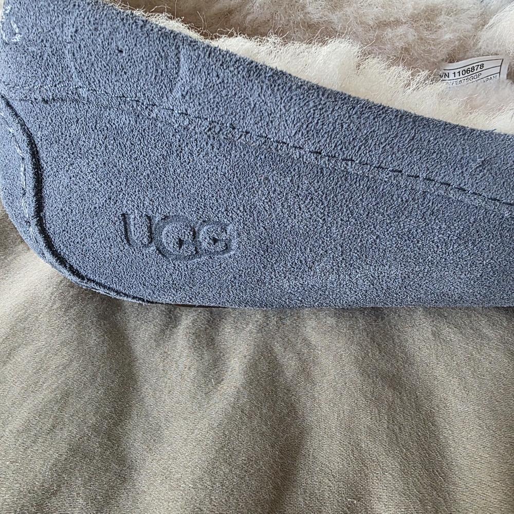 UGG Blue Suede Slippers with Cream Lining - Picture 2 of 6